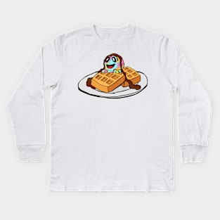 Ice Cream Kaiju (Waffles, Rainbow) Kids Long Sleeve T-Shirt